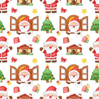 Noel Baba 'nın kusursuz deseni suluboya tarzında.