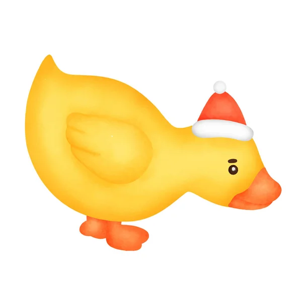 Eine Süße Ente Für Weihnachtskarten Aquarell Stil — Stockvektor