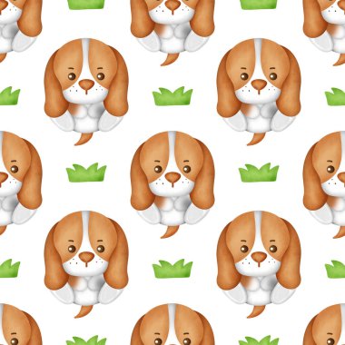 El çizimi şirin av köpekleri kusursuz desen