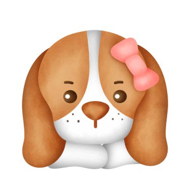 El yapımı suluboya şirin av köpeği tebrik kartı..