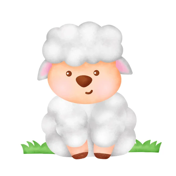 Ręcznie Rysowane Akwarela Cute Charakter Owiec — Wektor stockowy