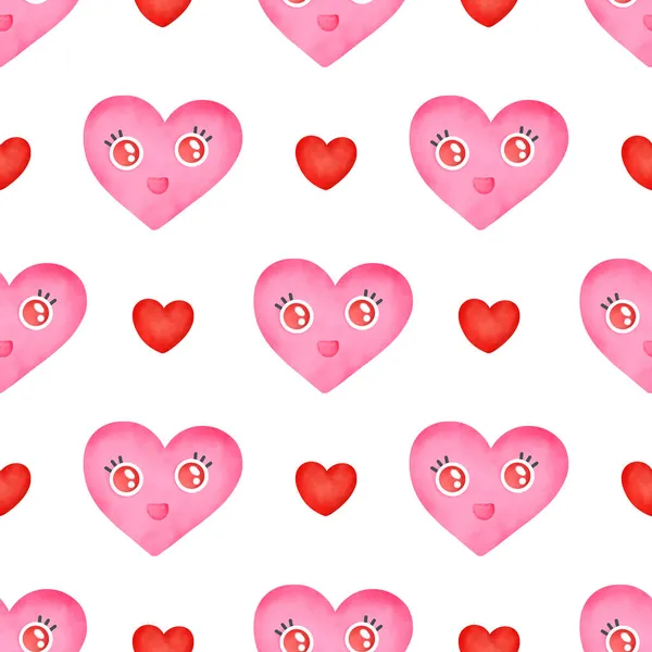 Watercolor Valentine Day Seamless Pattern — Stock Photo, Image