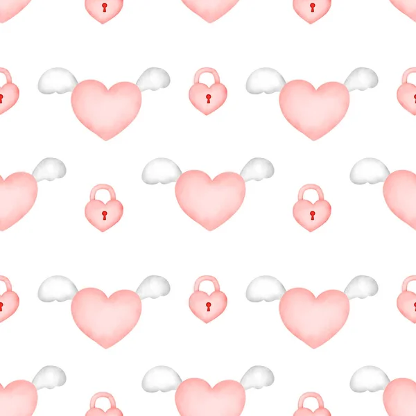 Watercolor Valentine Day Seamless Pattern — Stock Photo, Image