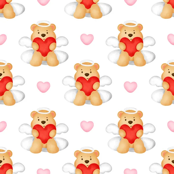 Bear Valentijnsdag Naadloos Patroon — Stockfoto