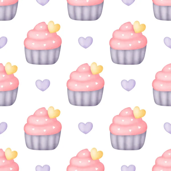 Valentine Day Dessert Seamless Pattern — Stock Photo, Image