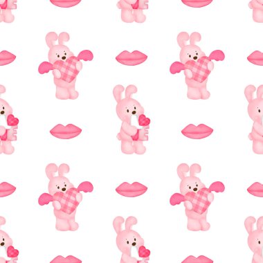 Rabbit valentine's day seamless pattern