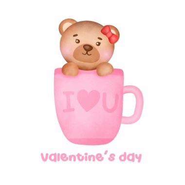  Sevimli ayı tebrik kartıyla Sevgililer Günü.