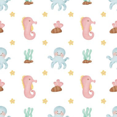 Su altı dünyası pürüzsüz desen