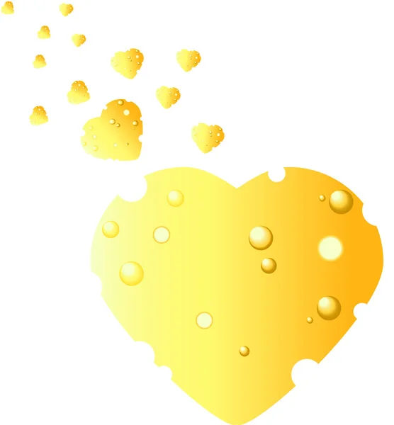 Cheese in the shape of heart — Stock Vector