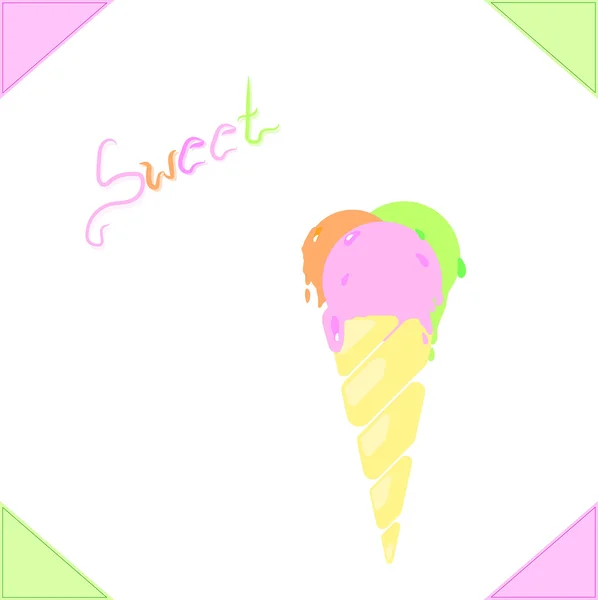 Sweet ice cream melting — Stock Vector