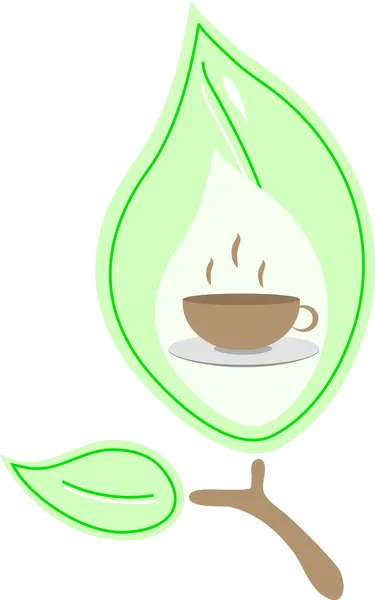 Чайне листя і чашка чаю — стоковий вектор