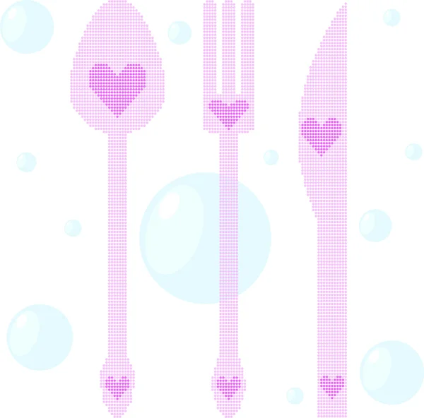 Illustration de fourchette, cuillère et couteau — Image vectorielle
