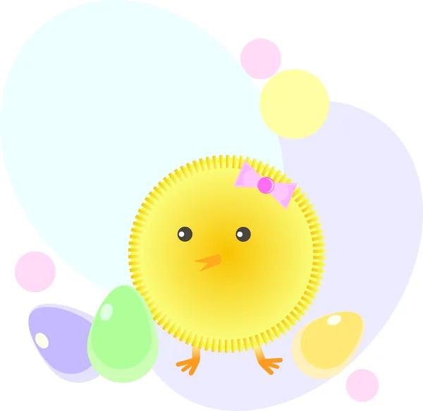 Illustration du poulet et des œufs de Pâques — Image vectorielle