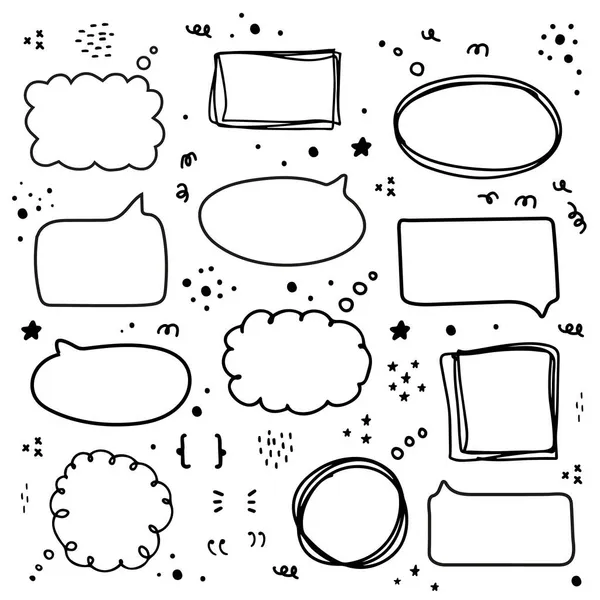Gran conjunto vectorial de burbujas de voz, pegatina dibujada a mano para el símbolo de chat, etiqueta, etiqueta o palabra de diálogo Gráficos vectoriales