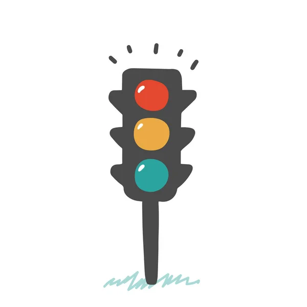 Cartoon traffic light cute icon for concept. Simple vector illustration. — Stock Vector