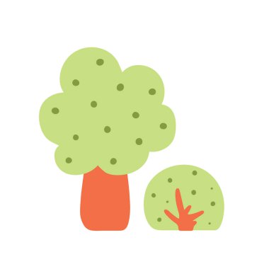 Düz orman ağacı doğa bitkisi izole eko yaprak