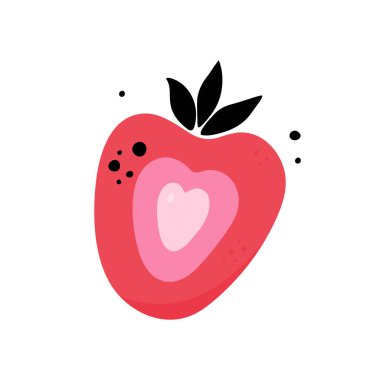 Kırmızı çilek ve yarım çilek beyaz arka planda izole edilmiş.