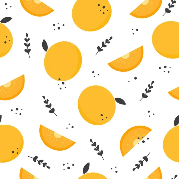 オレンジとベクトルジューシーな熱帯シームレスパターン — ストックベクタ