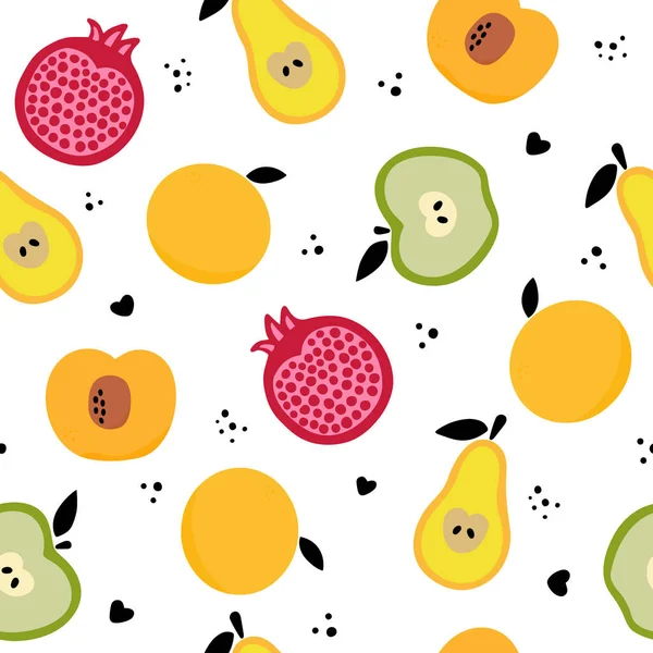 手描きのドアフルーツパターンの背景-スムージー新鮮なカクテル — ストックベクタ