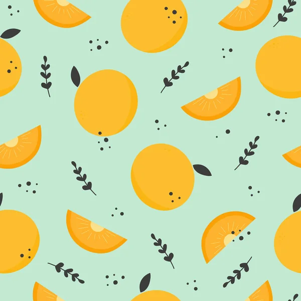 Sommer saftige tropische nahtlose Muster mit Orangen — Stockvektor
