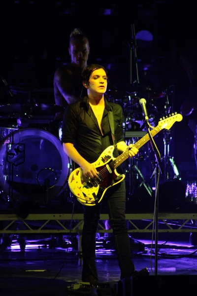 Rock band Placebo in concert at Sport Palace on Saturday, September 22, 2012 in Minsk, Belarus — Stock Photo, Image