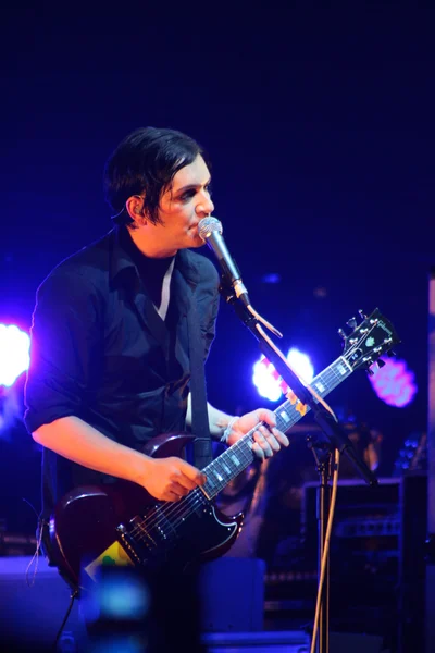 Rock band Placebo in concert at Sport Palace on Saturday, September 22, 2012 in Minsk, Belarus — Stock Photo, Image