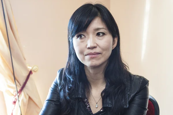 Keiko matsui geeft interview voor haar prestaties in minsk op 27 maart 2013 — Stockfoto