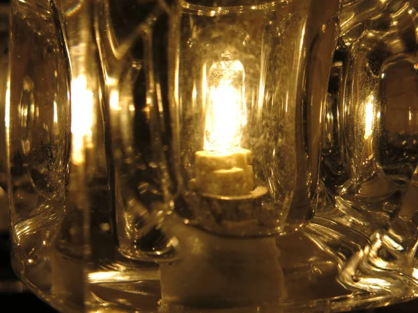 Lumière Chaude Dorée Intérieur Cristal Verre — Photo