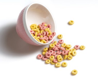 Image of cereal with bowl on white background