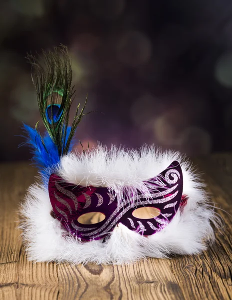 Fancy dress ball, Carnival mask, glass of champagne, celebrate New Year's Eve — Stock Photo, Image