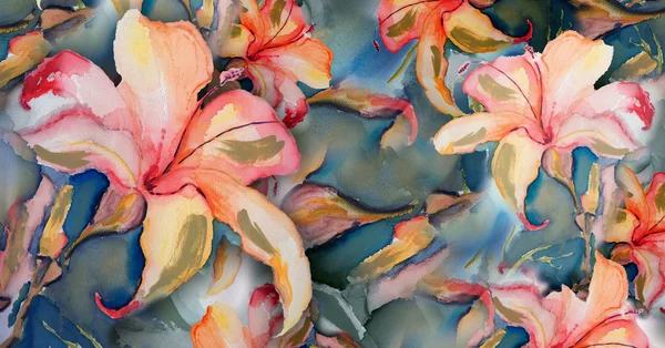 Sömlös lily mönster — Stockfoto