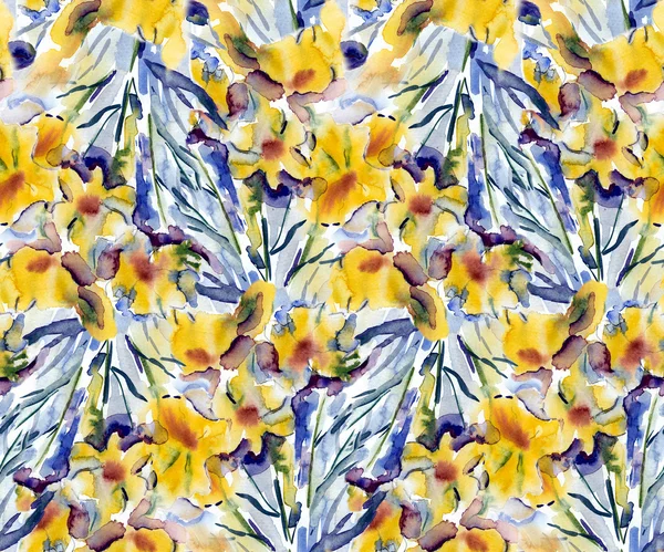 Gele bloemen gelast patroon — Stockfoto