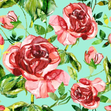 kırmızı gül seamless modeli