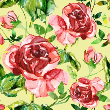 kırmızı gül seamless modeli