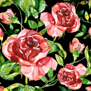 kırmızı gül seamless modeli