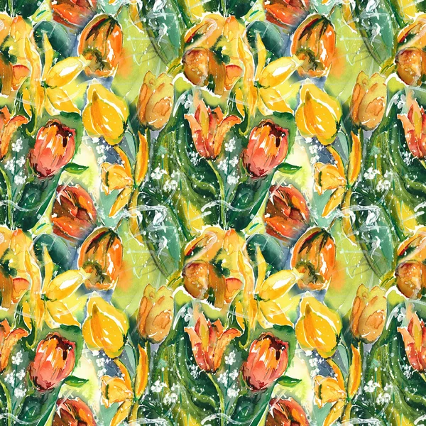 Tulipanes patrón sin costuras — Foto de Stock