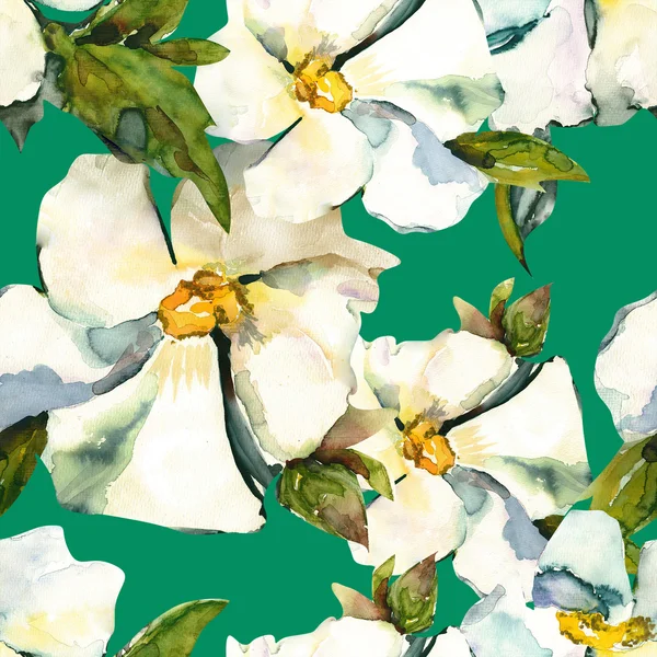 白い花のシームレスなパターン — ストック写真