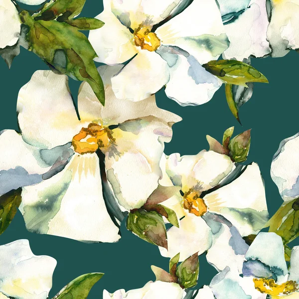 Fleurs blanches motif sans couture Images De Stock Libres De Droits