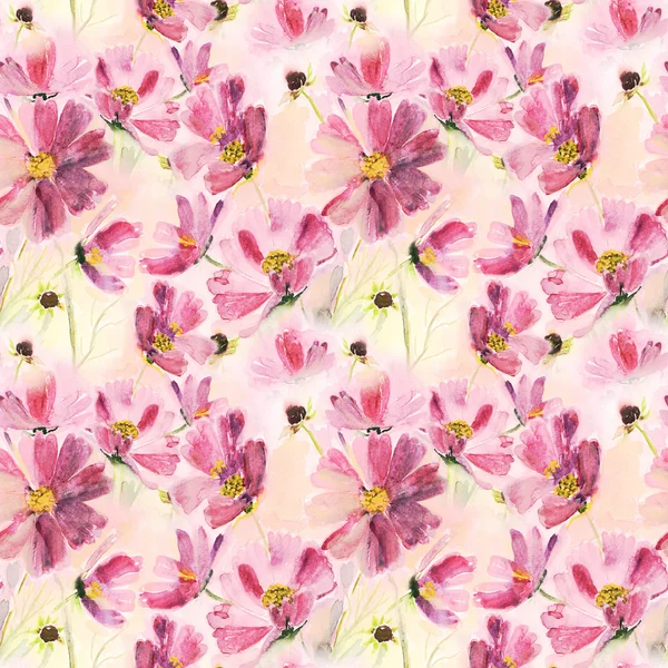 コスモスの花のシームレスなパターン — ストック写真