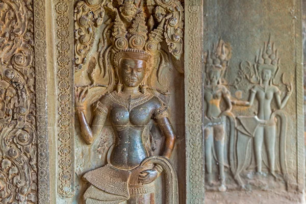 Sculptura Apsara în Angkor Wat — Fotografie, imagine de stoc