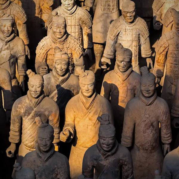 Terracotta army veya "terra cotta warriors ve atlar" — Stok fotoğraf