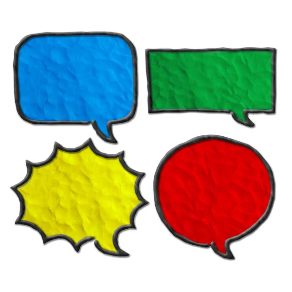 Multicolored speech  bubbles. Set of plasticine clouds of speech bubbles. Handmade. — Stock Photo, Image