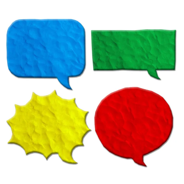 Multicolored speech  bubbles. Set of plasticine clouds of speech bubbles. Handmade. — Stock Photo, Image