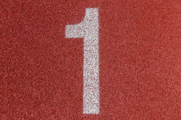 "1" Numbers on red running track — Stock Photo, Image