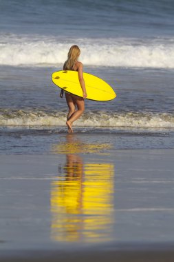 Sahilde kadın sörfçü