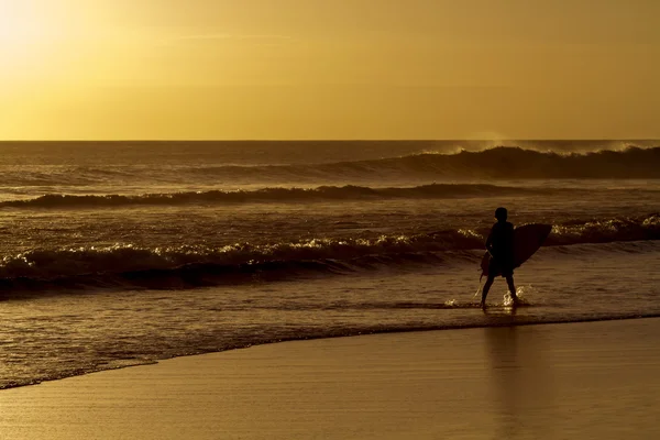 Surfer op zonsondergang — Stockfoto