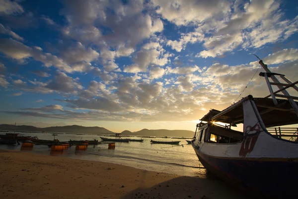 Bateau de poissons au lever du soleil en Asie — Photo