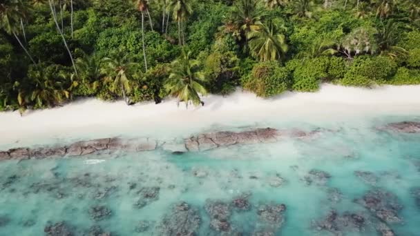 Flygfoto över tropiska ön, Maldiverna — Stockvideo