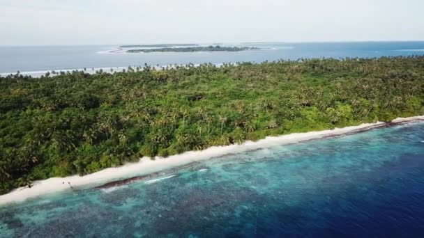 Vista aérea da ilha tropical, Maldivas — Vídeo de Stock