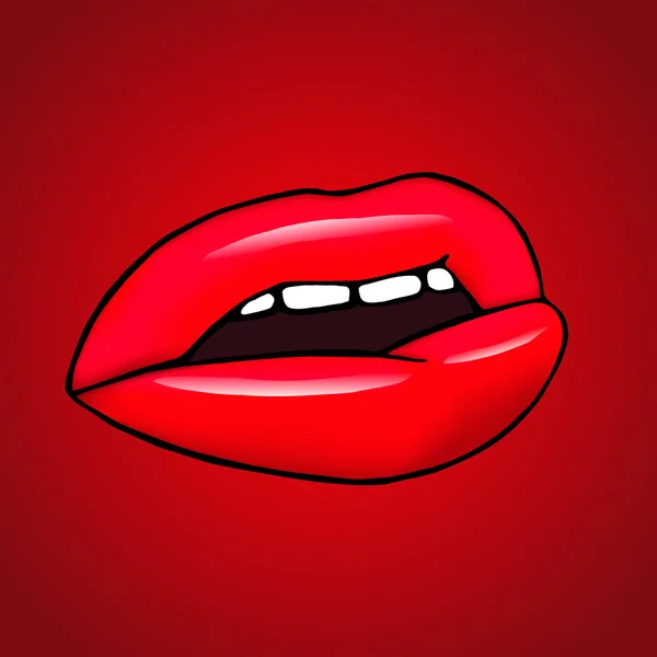 Lábios no fundo vermelho Ilustrações De Stock Royalty-Free